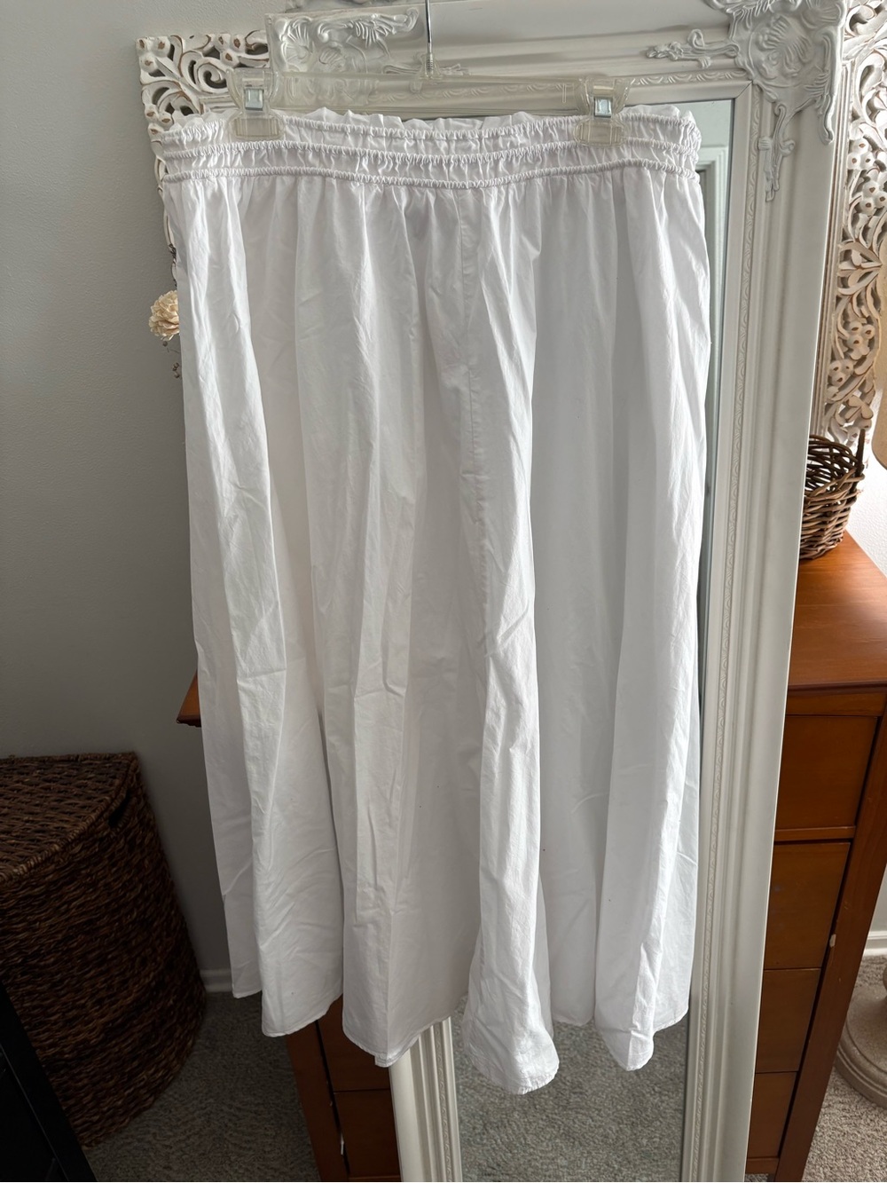 Madewell White Elastic-Waist Full Midi Skirt